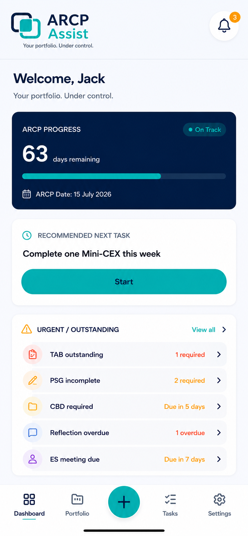 ARCPassist dashboard mobile preview