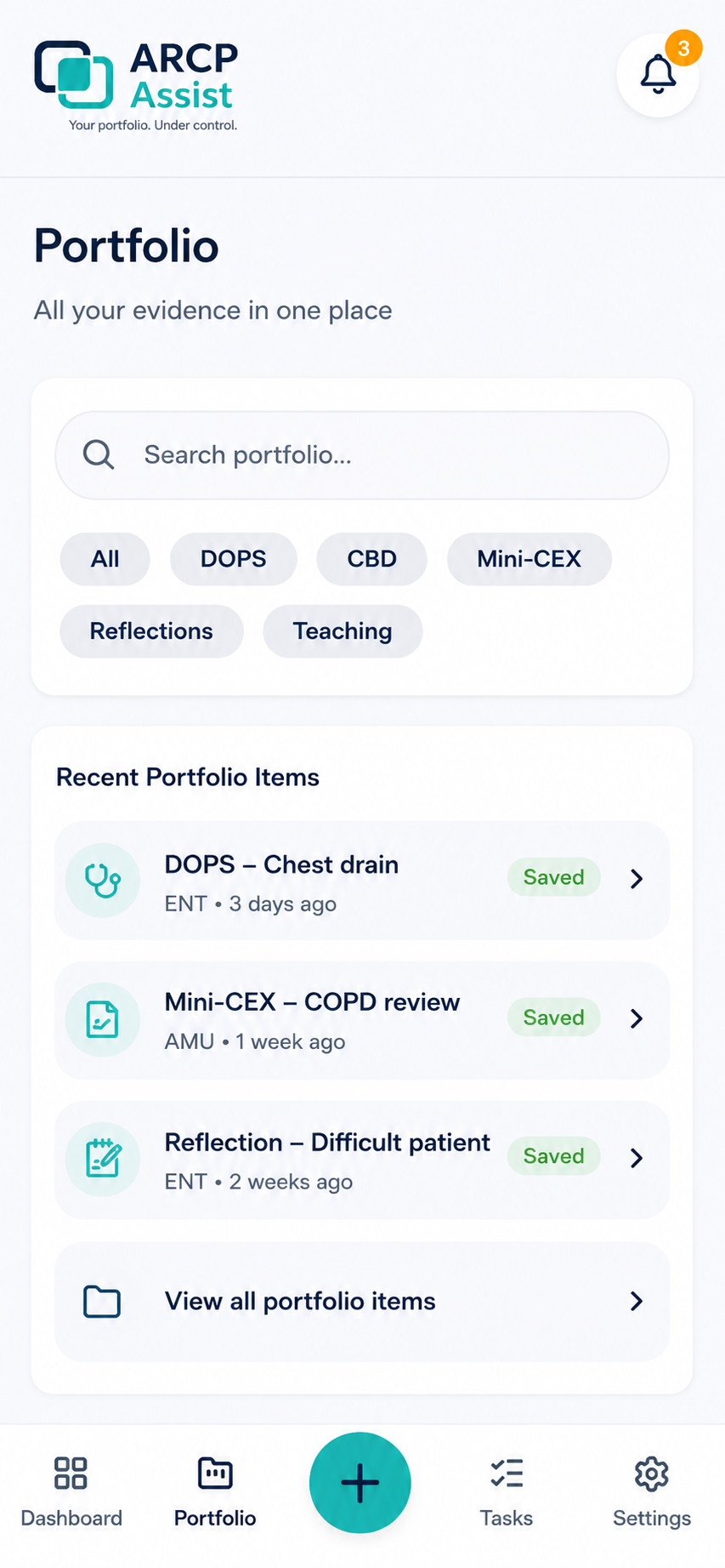 Portfolio screen